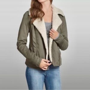 HOLLISTER Malaga Beach Sherpa Collar Moto Bomber Jacket S